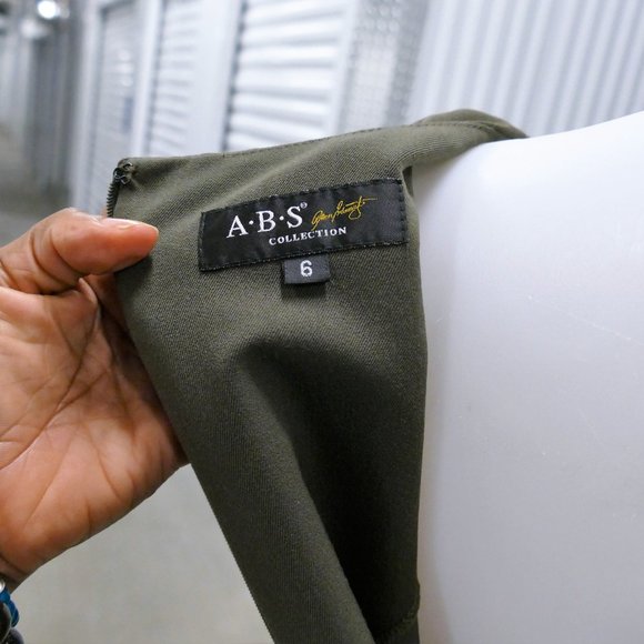 ABS Olive Green Padded & Peplum Dress size 6 - Picture 8 of 12